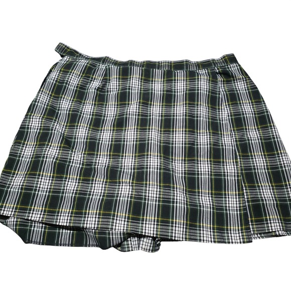 DENNIS JUNIOR Plaid Skirt Women's Green White Yellow Button Detail Schoolgirl - Picture 8 of 12
